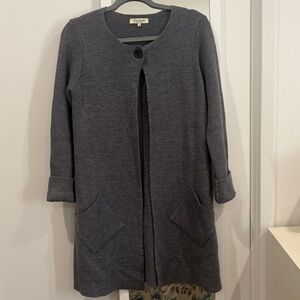 Caslon Heather Gray Marino Wool Open Front Cardigan